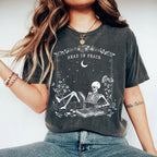 Washed T-shirt, Skull Reading T-shirt, Book Lover Halloween T-shirt, Weird Bookish T-shirt, Skull Book, Autumn Reading
