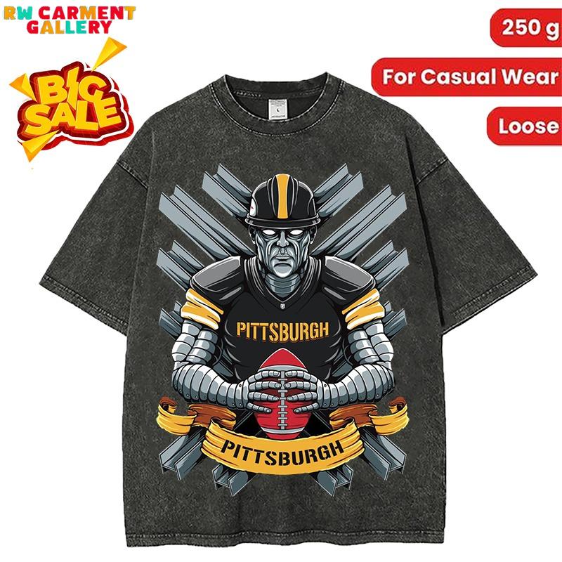 Washed T-shirt Pittsburgh Football Men's T-Shirt women's and men's tops TikTokShop Black Friday