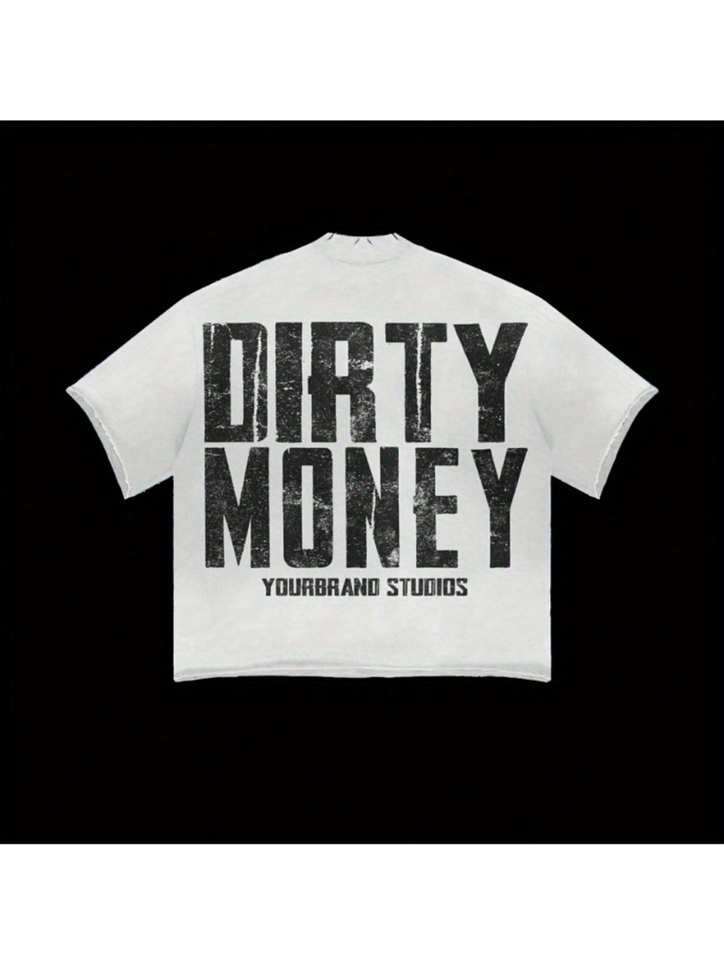 Men'S Heavyweight 180gsm Cotton T-Shirt - Vintage Y2K Graphic Tee with Statue of Liberty & Dirty Money Text - Loose Fit Crewneck Shirt for Everyday Streetwear - All-Season Casual Top (Machine Washable), Urban Style, Bold Print, Durable Construction, State