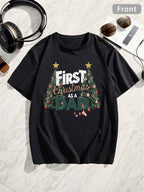 Men's casual daily cotton T-shirt 180g pure cotton oversized Christmas theme creative modern style fashionable versatile top men's T-shirt pure cotton short sleeved summer casual short sleeved T-shirt all season universal