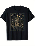 Daily men's casual 100 Cotton T-shirt 180g pure cotton with unique printed pattern short sleeved top T-shirt suitable for urban style daily wear