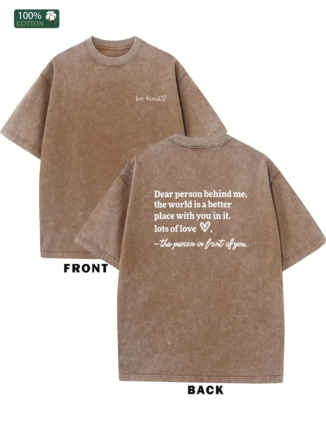 Men'S Vintage Washed T-Shirt with "Dear Person Behind Me" Back Print - Light Grey/ Streetwear Tee, All-Season Casual Shirt for Everyday & Formal Outfits - Adult Men'S Clothing
