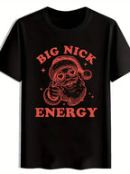 Men's casual sports T-shirt 180g pure cotton oversized Christmas themed humorous pattern printed top fashionable versatile top men's T-shirt breathable and sweat absorbing fabric spring and summer short sleeved printed T-shirt