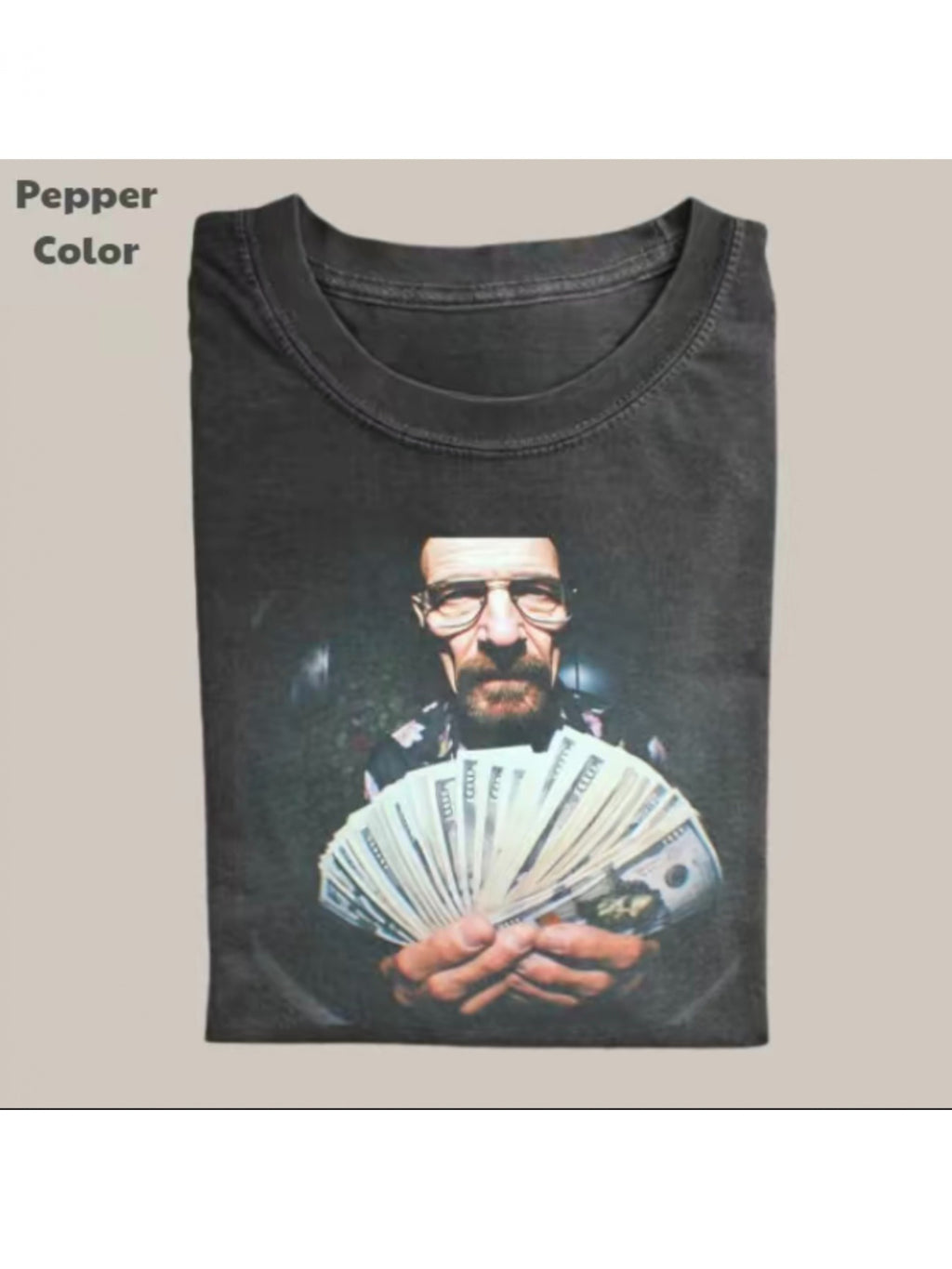 Retro Design Featuring a Dollar Sign with Walter White, a Humorous Unisex Mini Shirt, Perfect for Streetwear, Made of 8.11 Oz Washed Fabric, Suitable for Everyone, Ideal As a Gift.