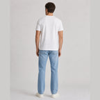Men's white pure cotton crew-neck T-shirt—a versatile wardrobe essential.