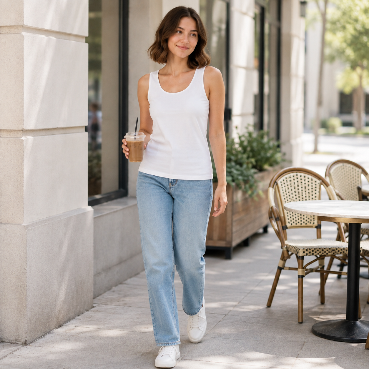 Classic Minimalist Women's Sleeveless Tank Top – Pure Cotton, Skin-Friendly Crew Neck – Versatile Casual Top for Layering or Solo Wear