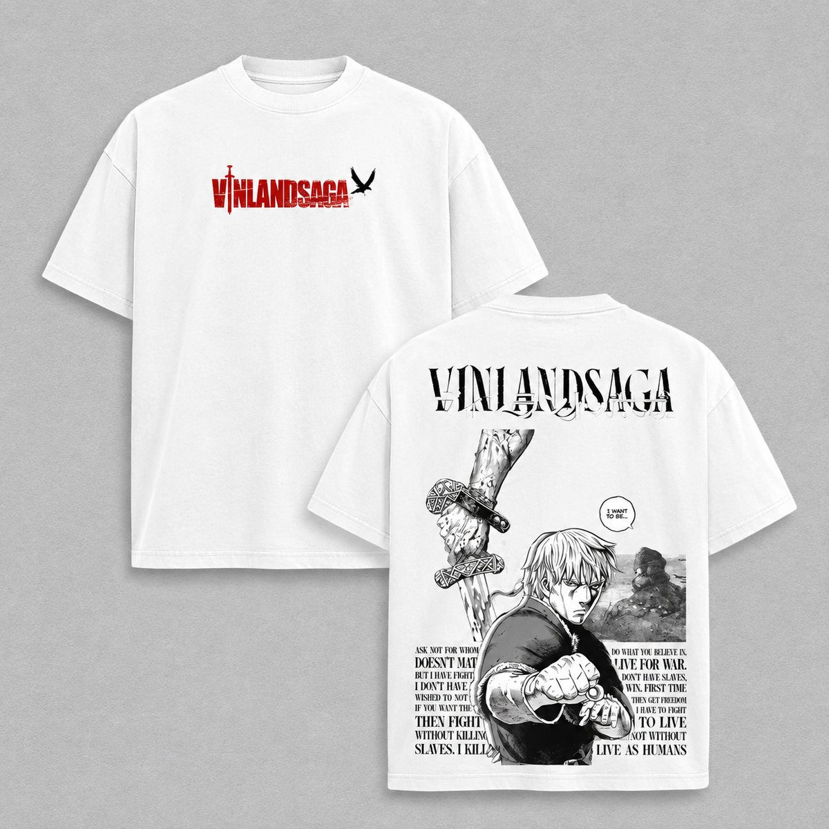 Vintage-Wash Short-Sleeve T-Shirt | *Vinland Saga* Anime Double-Sided Print – Unisex Oversized Fit