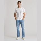 Men's white pure cotton crew-neck T-shirt—a versatile wardrobe essential.
