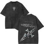 Hunter x hunter HXH Kurapika chain of judgement v3 Anime Manga Game Double Printed Acid Washed Tee T-Shirt Fit graphic tee Top Womenswear