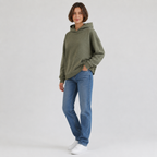 Vintage-wash distressed hooded sweatshirt—a versatile, relaxed-fit casual jacket with a laid-back, dropped-shoulder style.