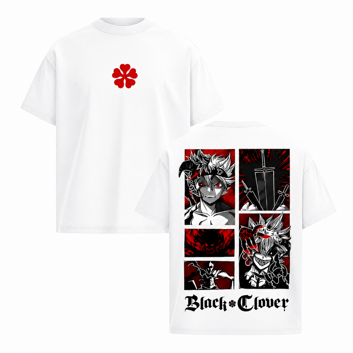 Black Clover Asta Double-Sided Print Heavyweight Short-Sleeve Tee (Washed/Distressed Japanese Retro Style)