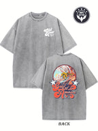 Men's & Unisex Vintage "OLD ROW SURF THE GULF OF AMERICA" T-Shirt - Heavyweight 230gsm 100% Cotton, Double-Sided Surf & Gulf Coast Print, Drop Shoulder Relaxed Fit Casual Streetwear Tee