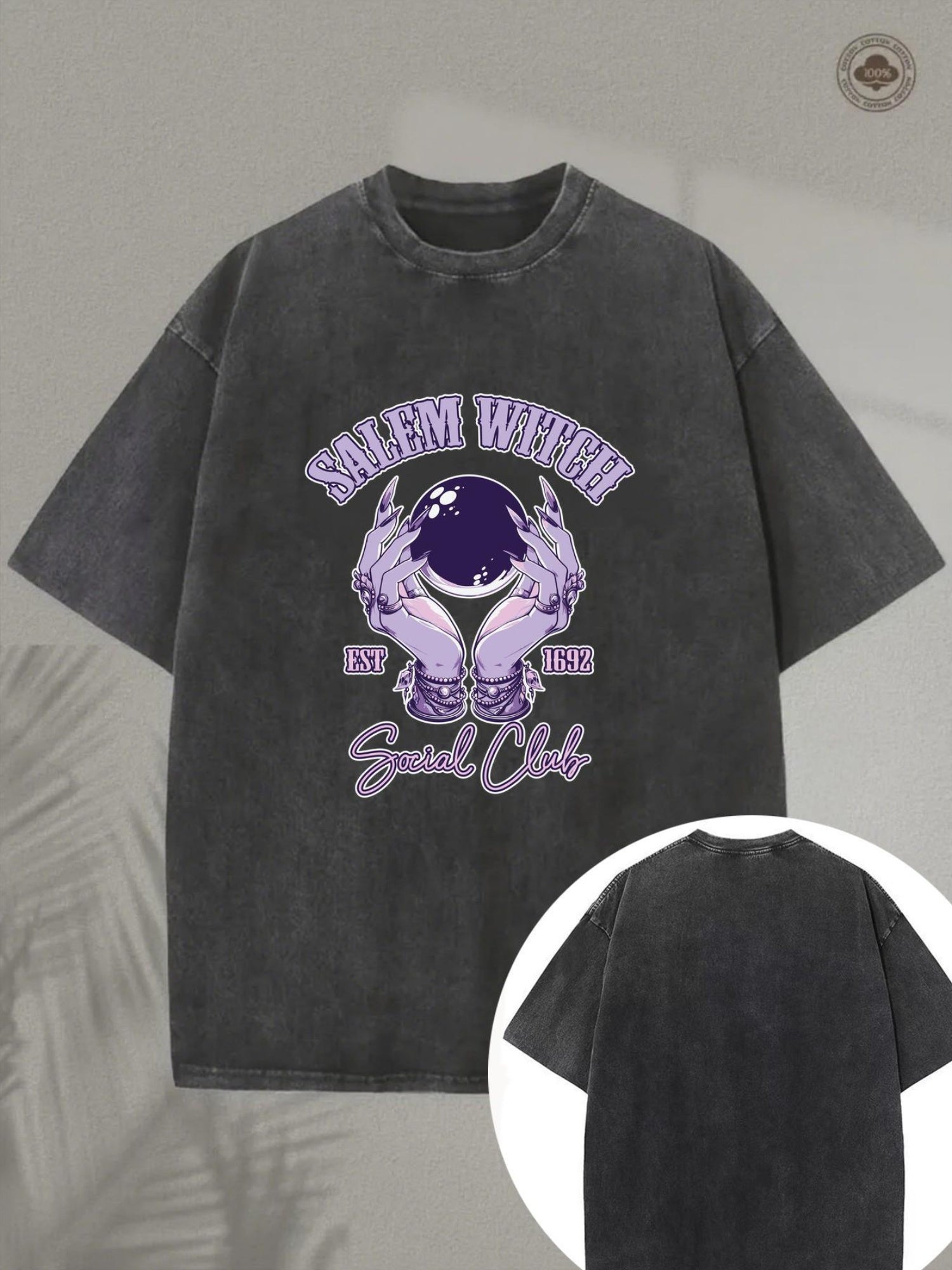 Men'S Vintage Washed T-Shirt - Dark Grey/ Retro Tee for Halloween, Themed Parties & Casual Attire - Soft Crewneck Shirt with Classic Fit - All-Season Casual Top for Men