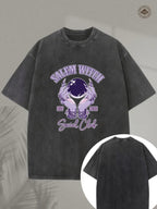 Men'S Vintage Washed T-Shirt - Dark Grey/ Retro Tee for Halloween, Themed Parties & Casual Attire - Soft Crewneck Shirt with Classic Fit - All-Season Casual Top for Men