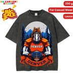 Washed T-shirt Denver Football Men's T-Shirt women's and men's tops TikTokShop Black Friday