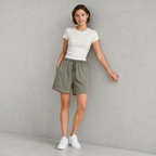 American vintage-style "dirty wash" shorts; distressed, faded, cotton-feel athletic shorts; versatile, casual unisex style.