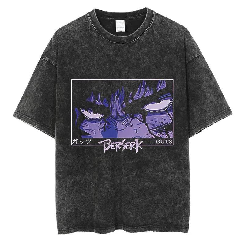 Mens T-Shirts Anime Berserk Tshirt Men Women 100% Cotton Tshirts Guts Washed Vintage T-Shirt Y2k Short-Sved Shirts Summer Streetwear Tops 230802 w250424