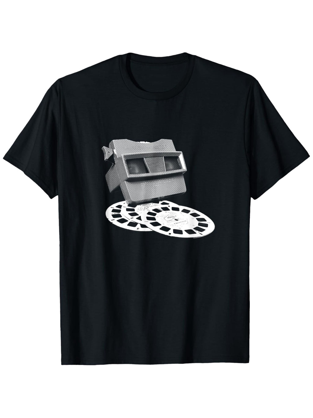 View-Master Graphic Tee - Unisex 100% Cotton T-Shirt, Black with White View-Master Design, Casual Outdoor & Casual Attire, Sizes S-XXXL, Machine Washable