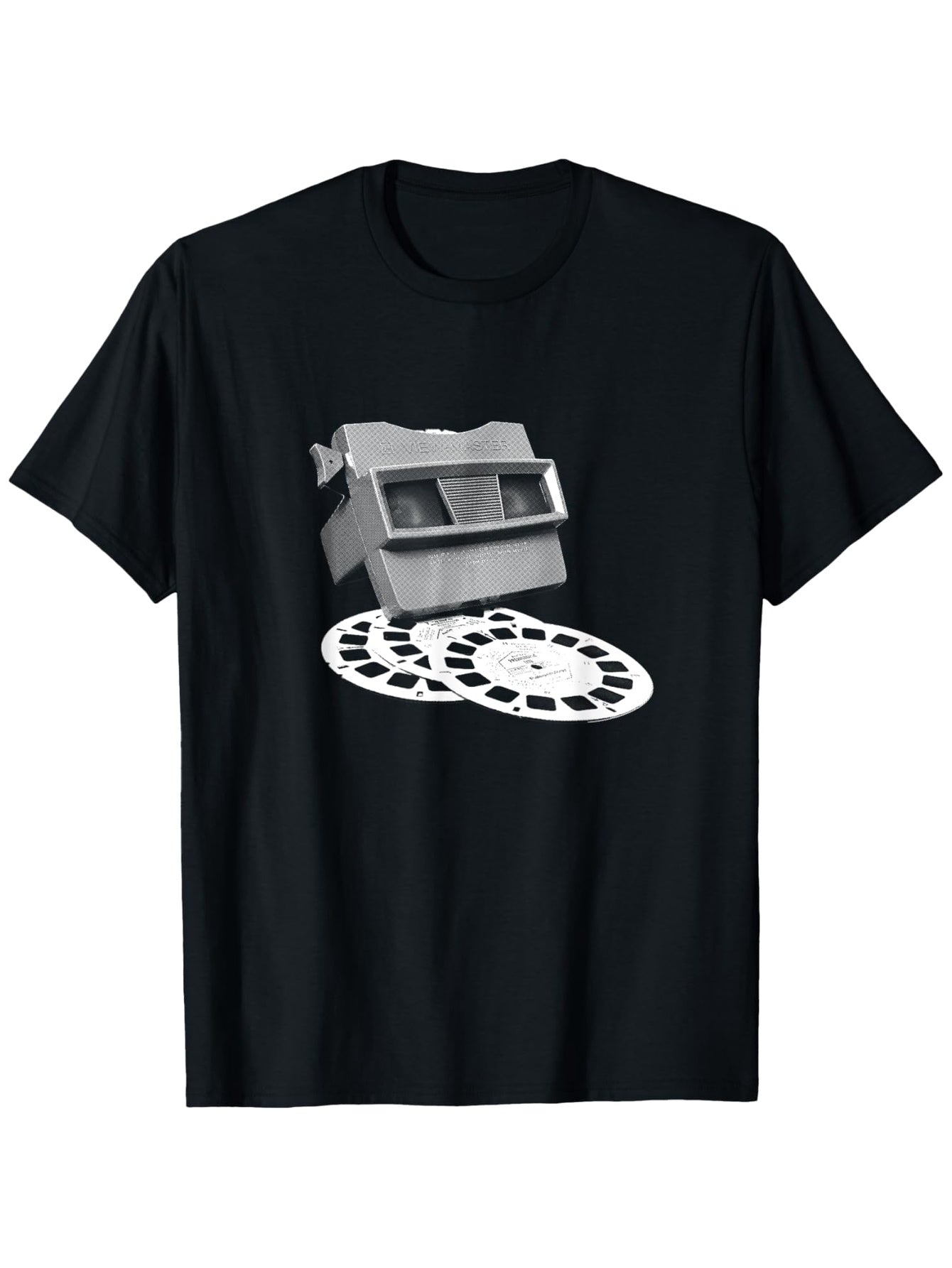 View-Master Graphic Tee - Unisex 100% Cotton T-Shirt, Black with White View-Master Design, Casual Outdoor & Casual Attire, Sizes S-XXXL, Machine Washable