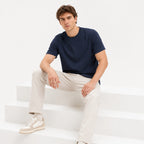 Men's Navy Pure Cotton Crew-Neck Short-Sleeve T-Shirt — A durable, timeless staple.