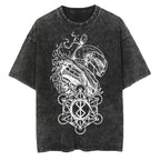 Men Hip Hop Streetwear Washed Tshirt Vintage T-Shirt Men Summer Japanese Anime Graphic Print T Shirt Cotton  Tees Menswear Top