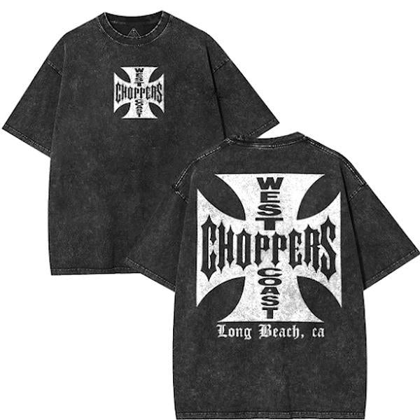 Couples Vintage Washed Print T Shirt Cross Pattern Embroidered Crew Neck Short Sleeve Regular Fit Straight Hem Graphic Design