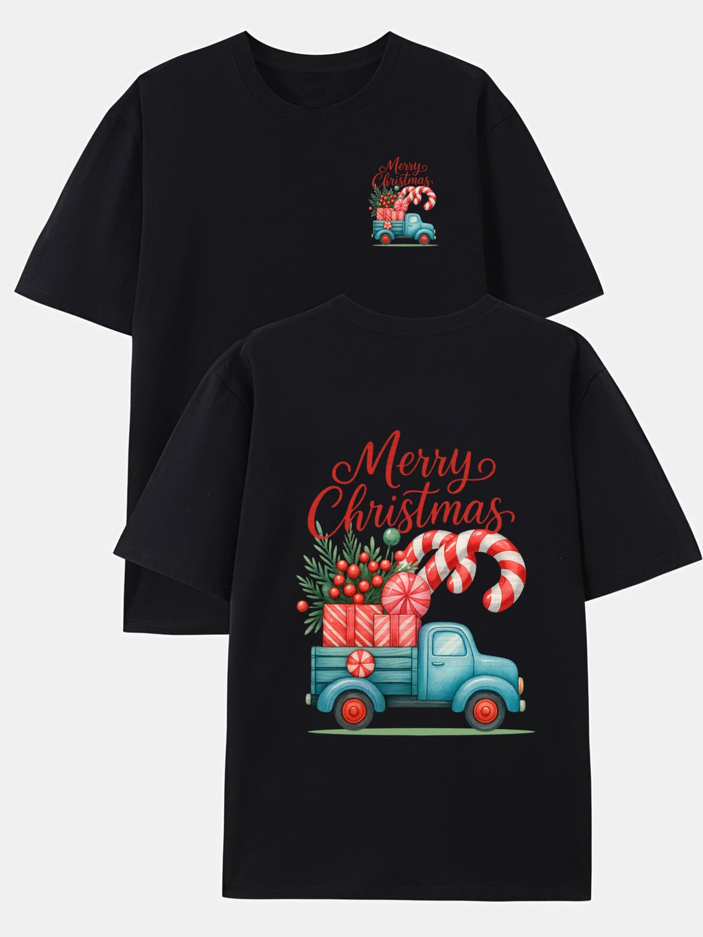 Men's casual sports T-shirt 180g pure cotton oversized Christmas themed humorous pattern printed top fashionable versatile top men's T-shirt breathable and sweat absorbing fabric spring and summer short sleeved printed T-shirt
