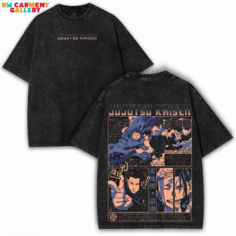Geto Suguru Cursed Domain Tee – Washed Heavyweight Dark Anime Game-Inspired Oversized Drop