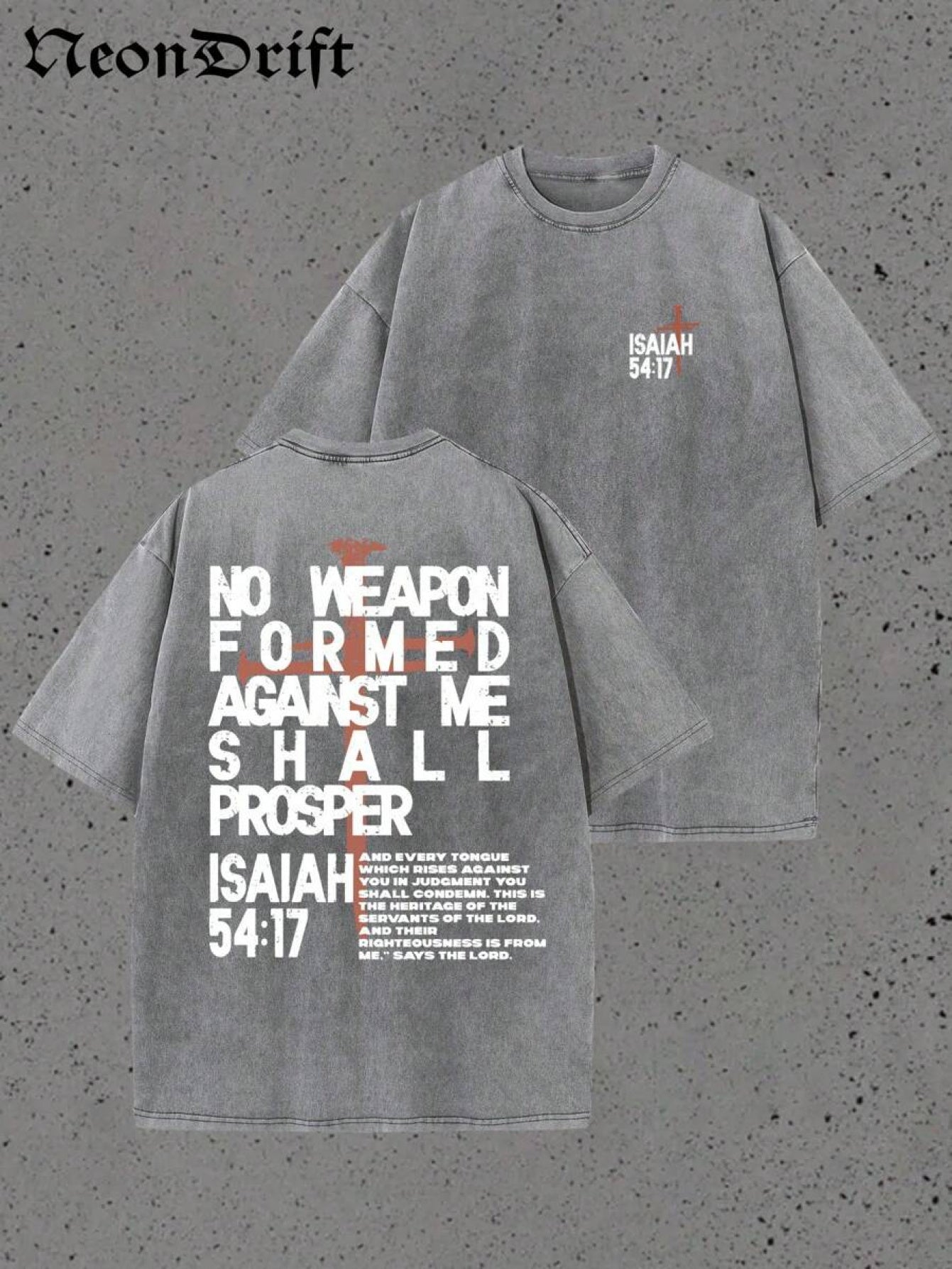 Y2K, NO FORMED AGAINST ME SHALL PROSPER, 54:17, My Love | Retro Washed Heavy T-Shirt, Multiple Colors, Casual Style, Crew Neck, Slight Stretch, Perfect for All-Season, Regular Fit, Ideal Surprise Gift for Family and Friends
