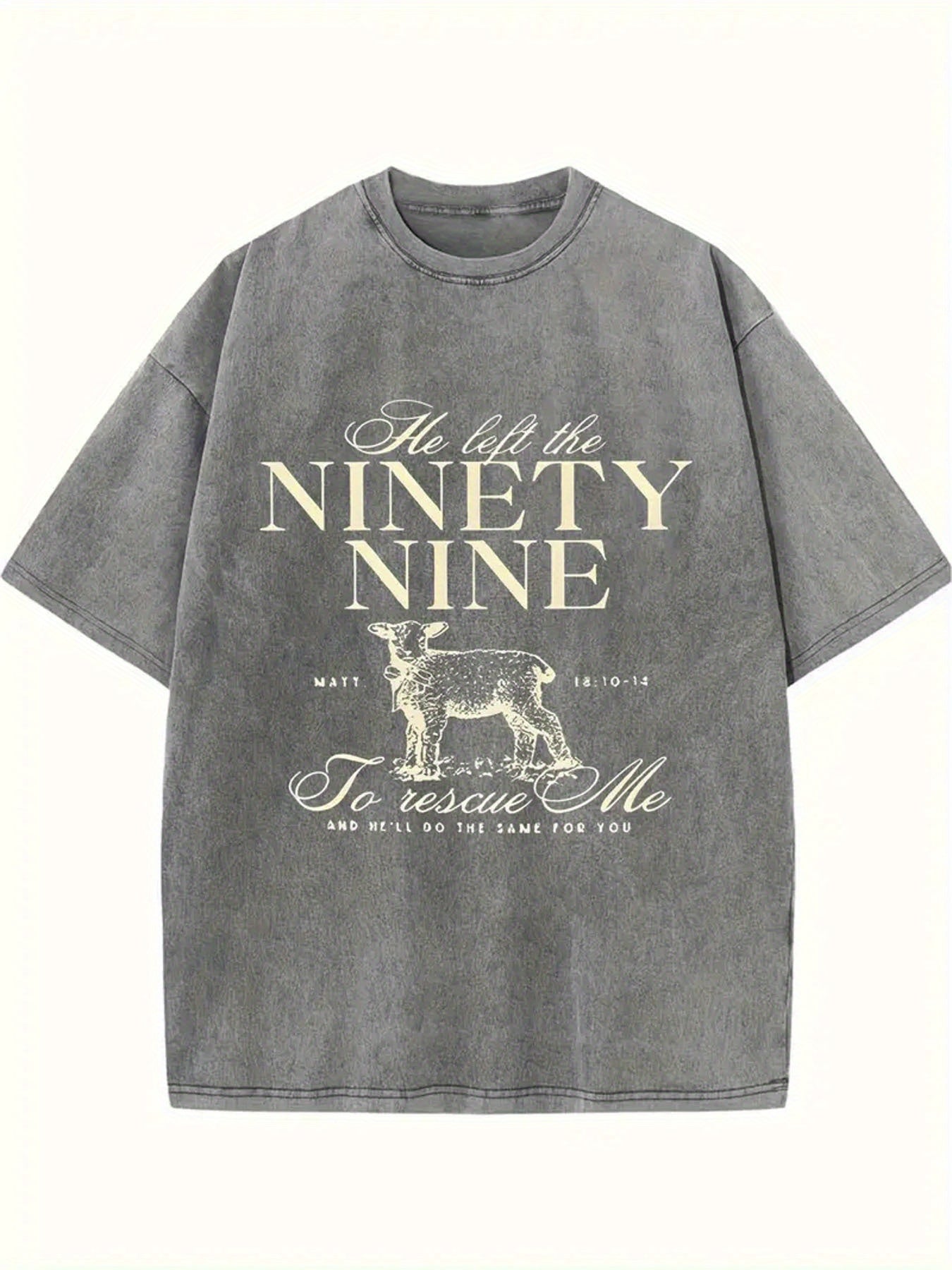 1pc Men's 100% Cotton Vintage Rescue Print T-Shirt - Washed Soft Round Neck Short Sleeve Casual Top with Rescue Theme Design, Breathable for Spring Summer Outdoor Activities & Casual Attire, Ideal Holiday Gift